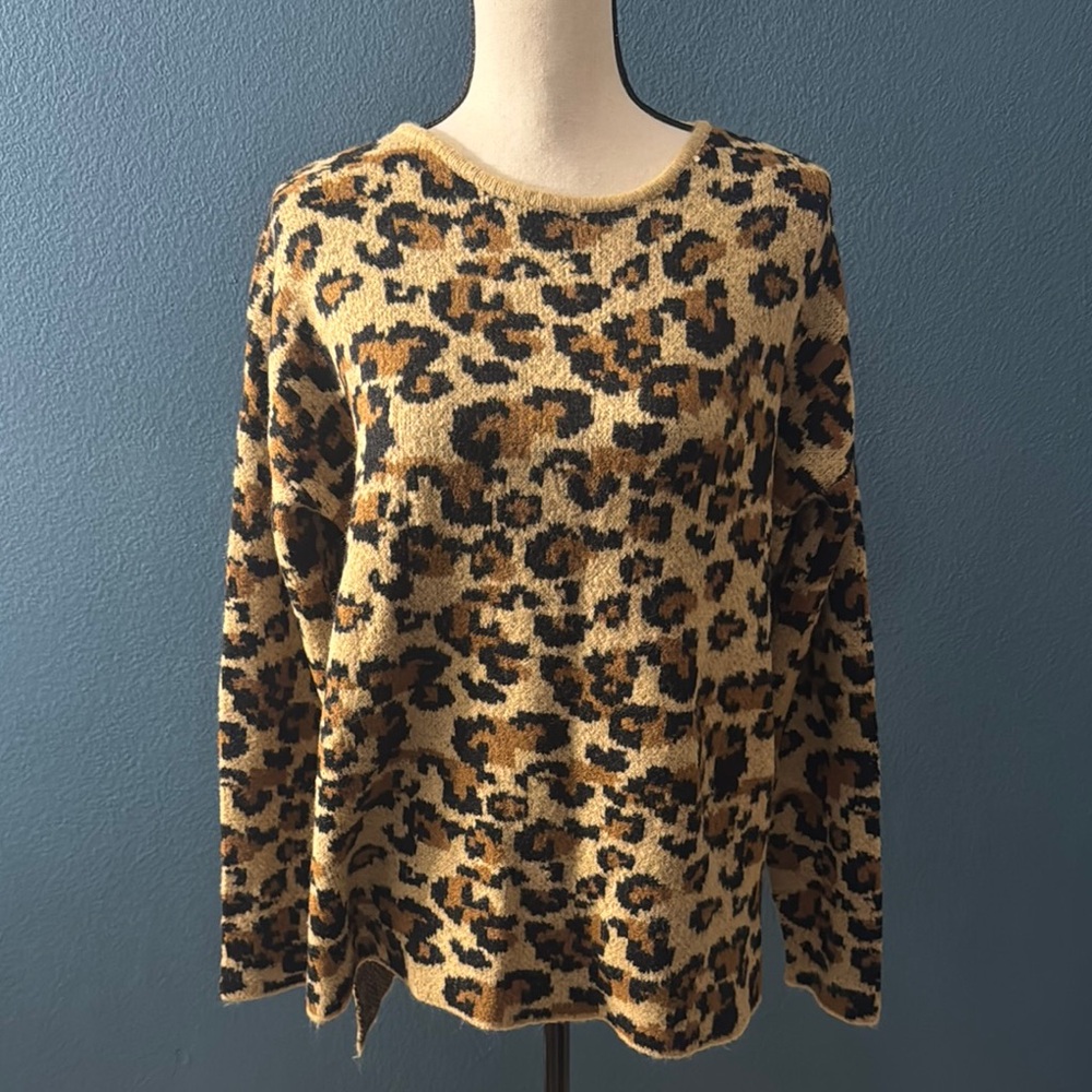 Philosophy Leopard Print Sweater - Black and Tan
